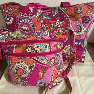 Vera bradley pink swirl crossbody bag n duffel bag 2 for the price of one